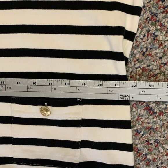 J. Crew Black White Striped Nautical Gold Button Accents LS Mini Dress XL - Picture 10 of 13
